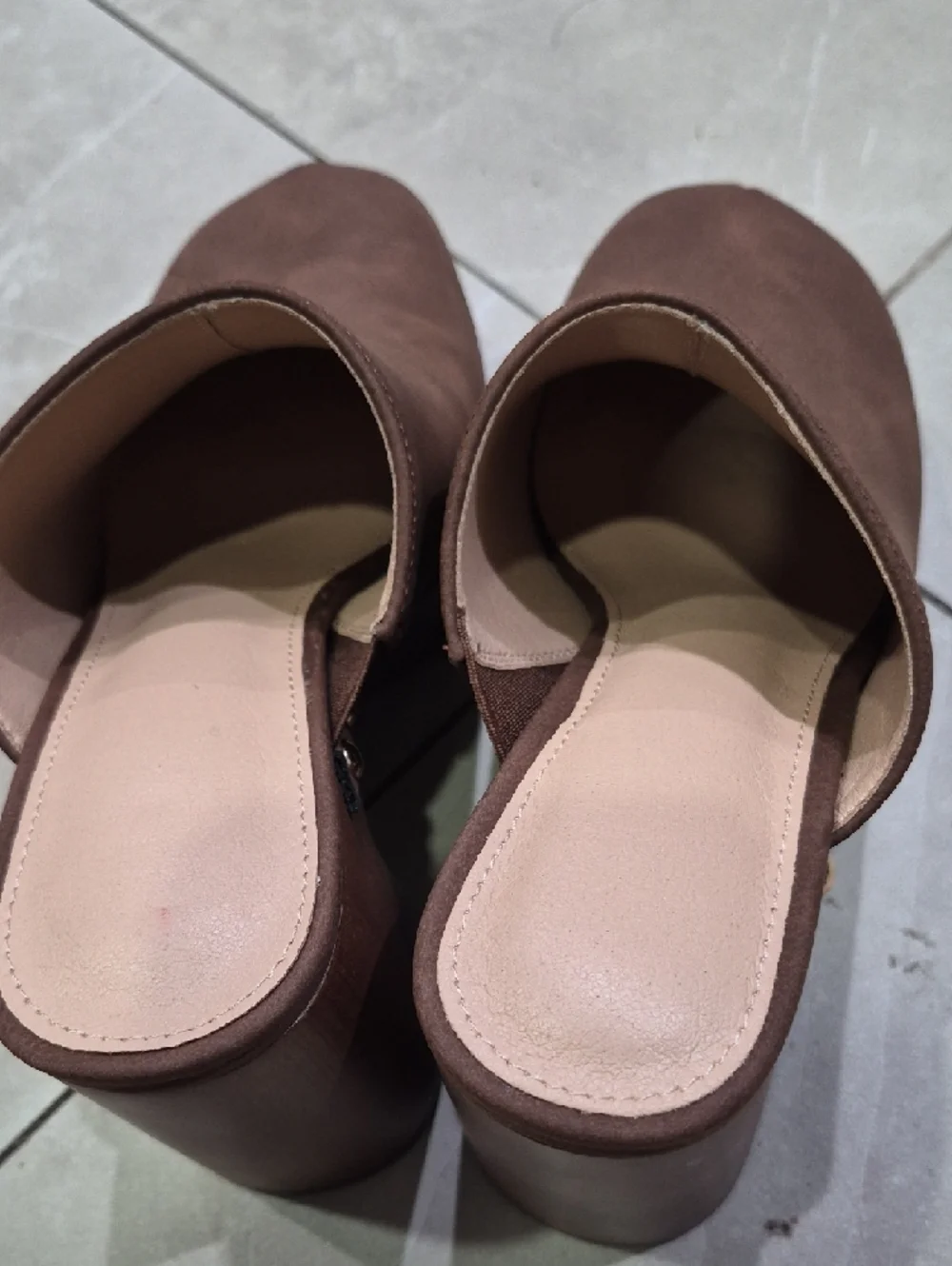 Brown Studded Platform Clog Mules - Picture 3 of 9